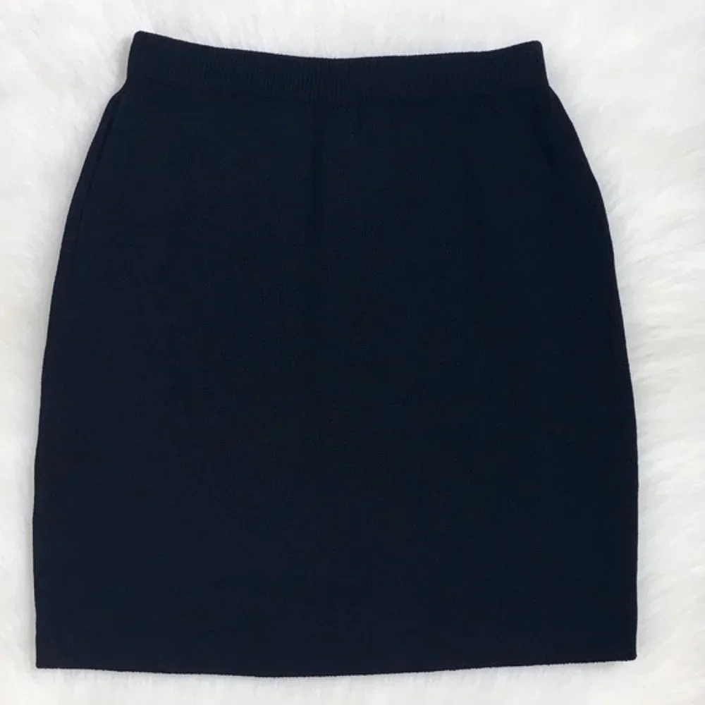 St. John by Marie Gray Wool Blend  Black Knit Skirt Sz 2